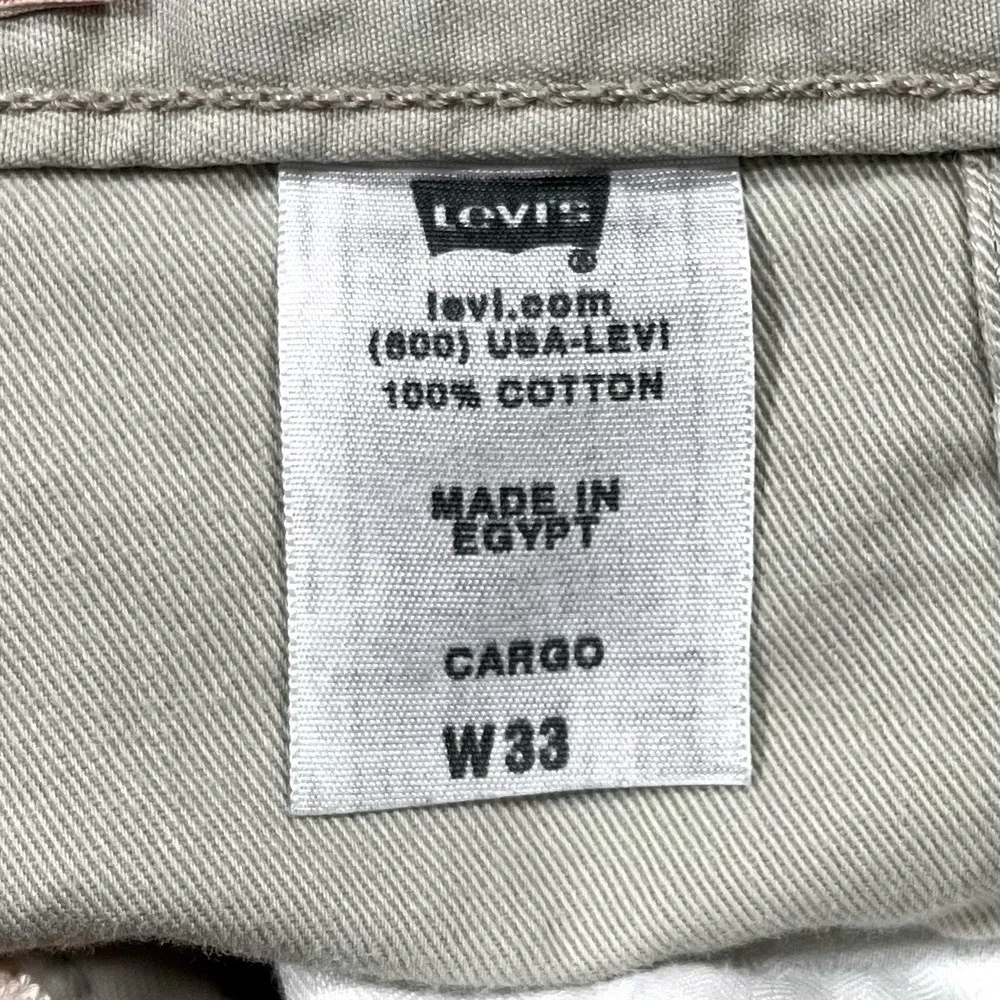 Vintage Levis Workwear Cargo Shorts Mens 33 (Fits 34x12) Khaki 100% Cotton Skate